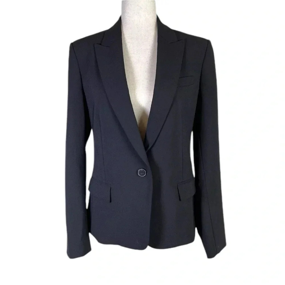Theory Women’s Black One Button Blazer 10